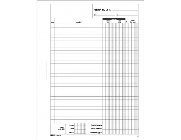 EDIPRO - E5359A - Blocco prima nota cassa 50x2 autoricalcante (entrate - uscite) f.to 29,7x22 E 5359 A