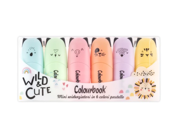 Taschetta 6 mini evidenziatori – Wild & Cute colourbook