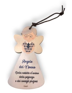 CHIAMA ANGELI IN LEGNO 12 CM NONNO festa dei nonni