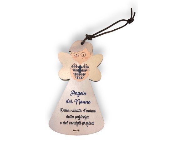CHIAMA ANGELI IN LEGNO 12 CM NONNO festa dei nonni