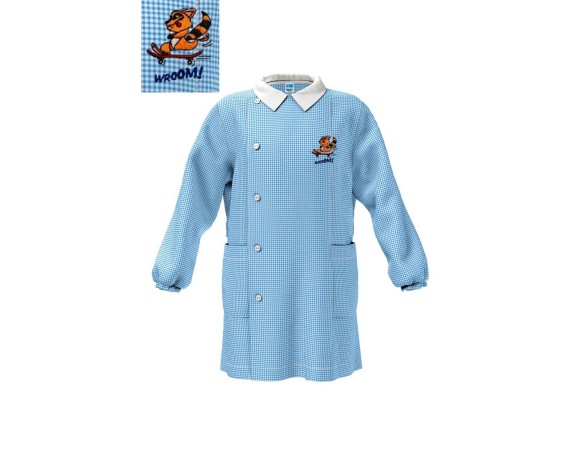 GREMBIULE SIGGI ® QUADRETTATO ASILO MASCHIETTO BAMBINO CELESTE 3894