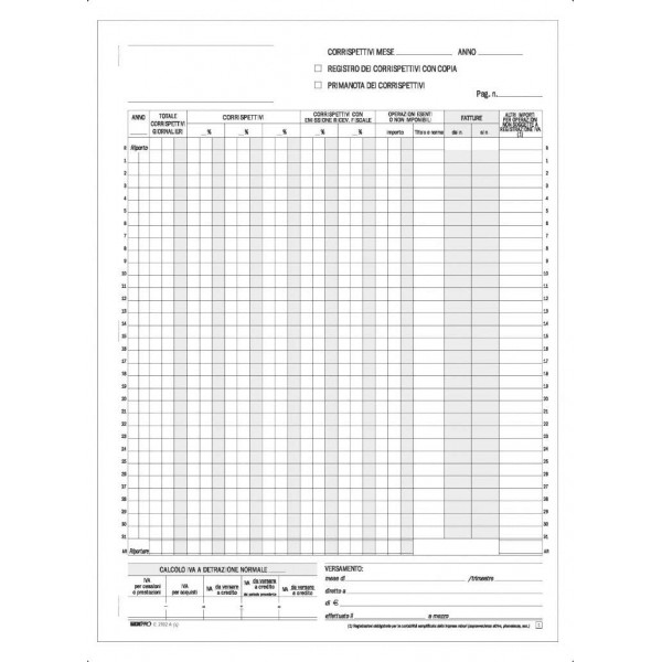 REGISTRO IVA CORRISPETTIVI 25 PAGINE e2102a