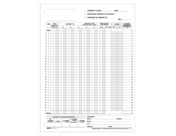 REGISTRO IVA CORRISPETTIVI 25 PAGINE e2102a