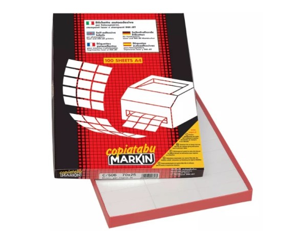 Etichette Adesive Markin - A4 - 38,1x21,2 Mm - X210A400 (Bianco Conf. 100)