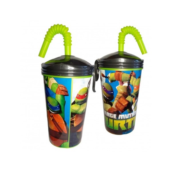BICCHIERE CON CANNUCCIA tartarughe ninja...