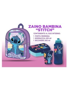Zainetto stitch da bambina basic misura 30cm con accessori