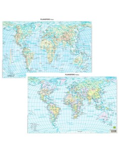 CARTINA CARTA GEOGRAFICA MONDO PLANISFERO FISICA E...