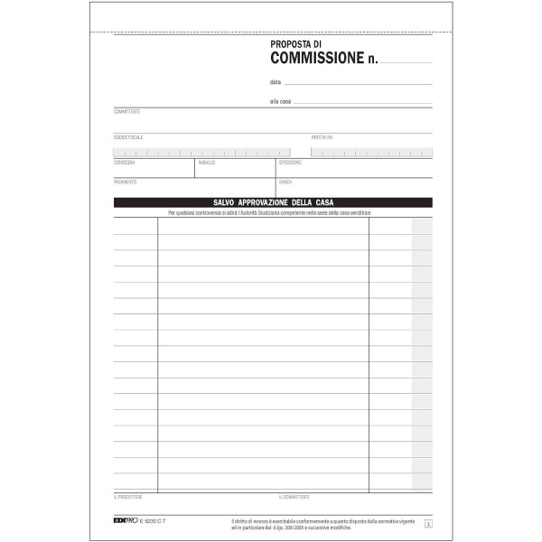 PROPOSTE DI COMMISSIONE IN TRIPLICE COPIA E...