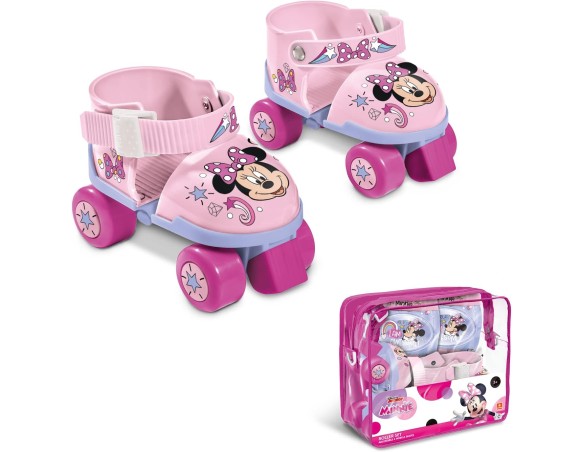 Mondo Toys - pattini a rotelle regolabili Minnie Disney per bambini - Taglia dal 22 al 29 - set completo di borsa trasparente, 