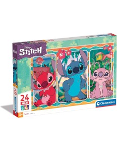 Clementoni- Disney Stitch Supercolor Stitch-24 Maxi Pezzi...
