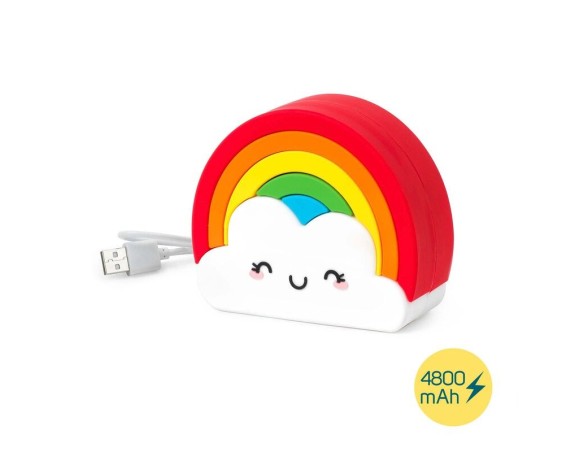 Legami - Caricabatteria Portatile, My Super Power, Batteria Ricaricabile, 8,8x10,6 cm, Tema Rainbow, Cavo di Ricarica USB/Micro