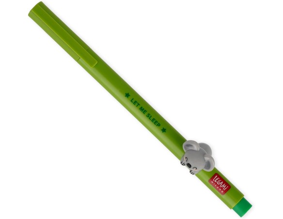 Legami - Penna Gel con Animaletto decorativo, Koala,  Evita il rotolamento, Inchiostro Verde, Animaletto rimovibile e ricombina