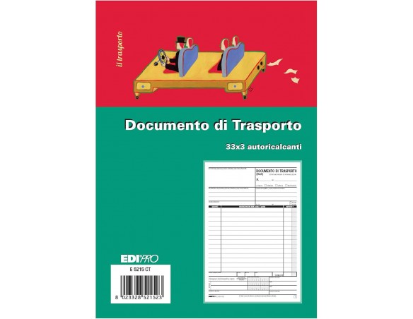 EDIPRO - E5215CT - Blocco ddt documento di trasporto 33x3 autoricalcante f.to 12x17,5
