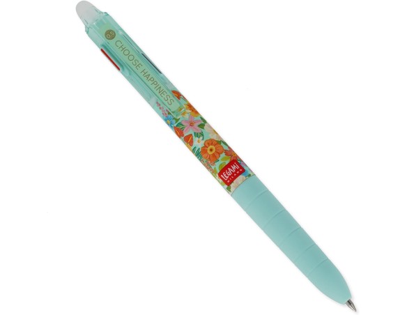 Legami - Penna Gel cancellabile 3 Colori, Ricaricabile, Impugnatura ergonomica, Punta 0,5 mm, Tema Flowers fiori
