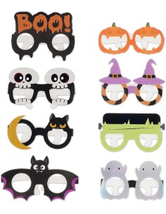Legami - Set di 8 Occhiali Halloween in Carta, 8 Diverse...
