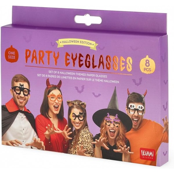Legami - Set di 8 Occhiali Halloween in Carta,...