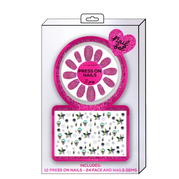 Gemme per viso e unghie nail set heart tri...