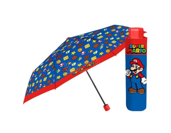 Supermario | OMBRELLO BIMBO Super Mario Bros Manual Folding Ombrello 50cm Perletti