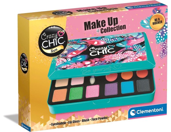 Clementoni- Crazy Chic Yourself Collection-Be a Rocker-Trousse, Cofanetto Lavabili, Set Cosmetici Bambini 8 Anni, Borsetta con 