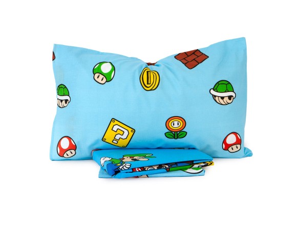 Set Lenzuolo Completo Letto Puro Cotone Super Mario Supermario