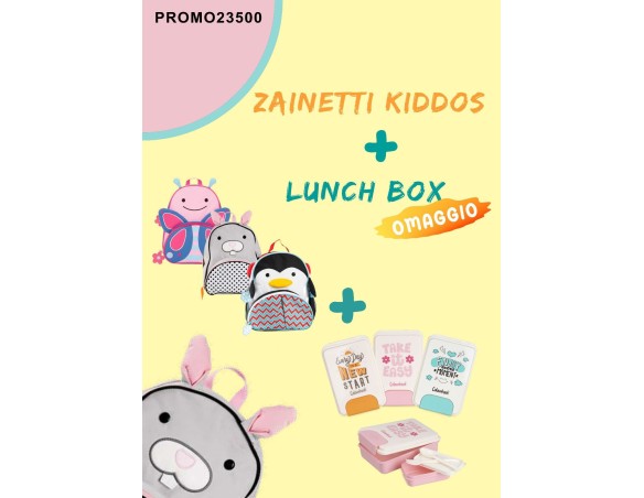 Zaino asilo – Kiddos colourbook + lunch box portamerenda omaggio
