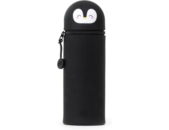 Legami , Astuccio 2 In 1 Pinguino Morbido Silicone Kawaii Portapenne Da Tavolo Chiusura Con Cerniera 6 3 Cm Unisex Bambini E Ra