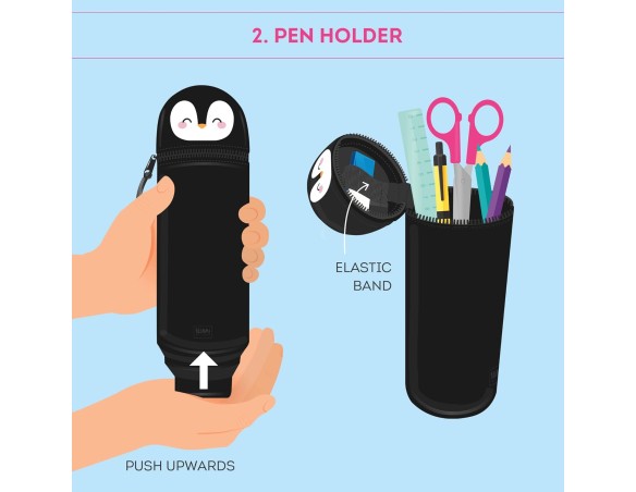 Legami , Astuccio 2 In 1 Pinguino Morbido Silicone Kawaii Portapenne Da Tavolo Chiusura Con Cerniera 6 3 Cm Unisex Bambini E Ra
