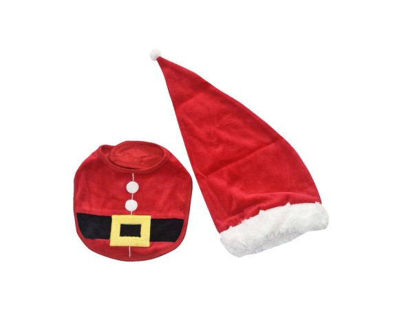 Confezione regalo babbo natale set 2pz cappellino e bavetta bimbo neonato Sommaruga rosso