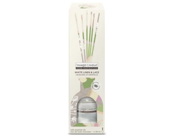 Diffusore Bastoncini Yankee Candle Home Inspiration Lino bianco e pizzo