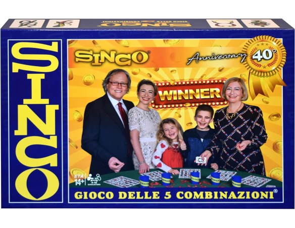 Sinco - Gioco Da Tavolo, Edizione Speciale 40° Anniversario, Gioco in scatola per tutta la famiglia, Idee Regalo Natale, Da 4 a