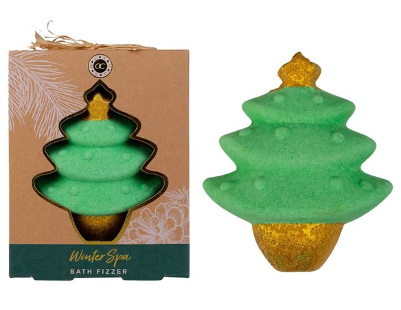 Sali da bagno winter spa a forma di albero di natale in confezione regalo da 90g fragranza pino e bacche invernali colore verde