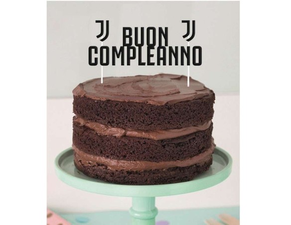 Decorazione per torta Buon Compleanno Ufficiale Juve Juventus larghezza 17 cm altezza 19 cm