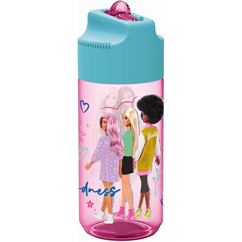 Borraccia Rosa per bambini in plastica Barbie 540 ml con cannuccia che  previene le perdite