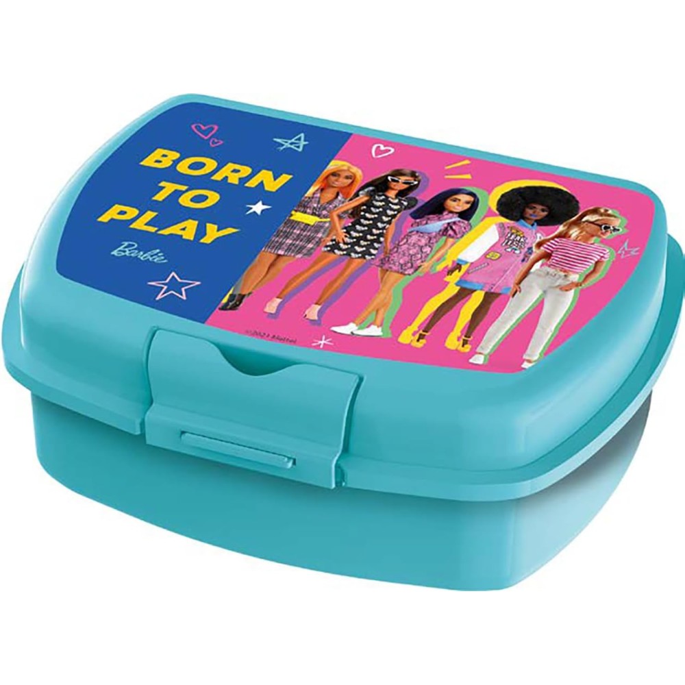 PORTAMERENDA BARBIE Sandwich Box azzurro e rosa per bambini in plastica  modello urban utile per portare la merenda fuori casa