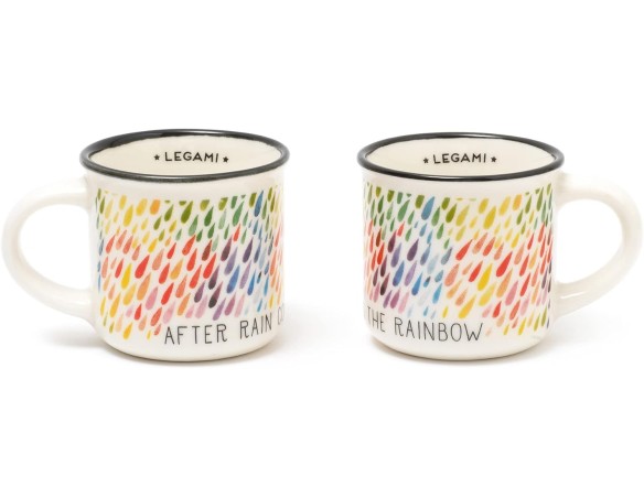 Legami MM0017, Espresso For Two, 2 Tazzine da Caffè in Porcellana New Bone China, Capacità 50 ml, Tema After Rain, Lavabili in 