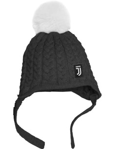 Cappello trecce Baby Juventus Tinta Unita con PON PON 131539