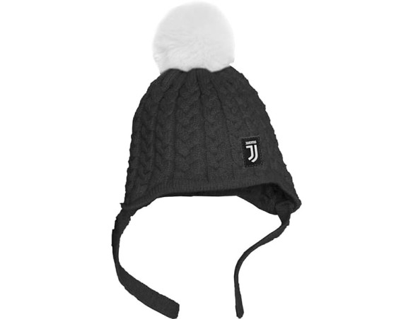 Cappello trecce Baby Juventus Tinta Unita con PON PON 131539
