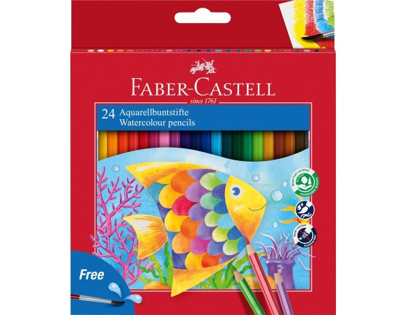 Astuccio 24 matite colorate acquerellabili con pennello Faber-Castell