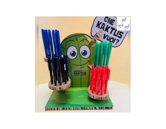 Penna TintaUnita Kaktus Cancellabile e Ricaricabile, Tappo Nero Rosso Blu Verde