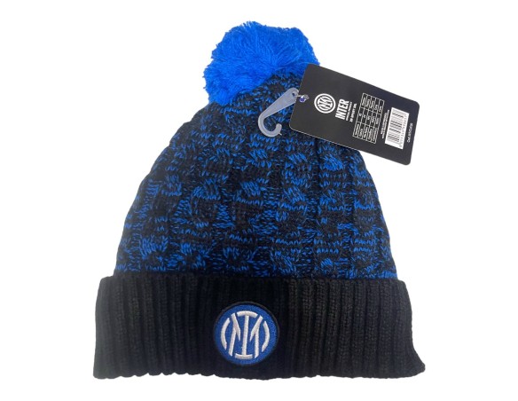 Inter - Cappellino zuccotto inter ufficiale Con Pon Pon Nuovo Logo, Diverse Colorazioni, Cappellino Calcio Unisex inter - Adult