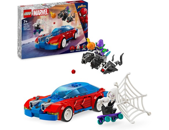 LEGO Marvel Auto da Corsa di Spider-Man e Venom Goblin, Gioco di Ruolo per Bambini e Bambine da 7 Anni in su con Macchina Gioca