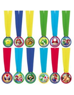 12 medagliette fine festa Super Mario Mini Award Medals /...