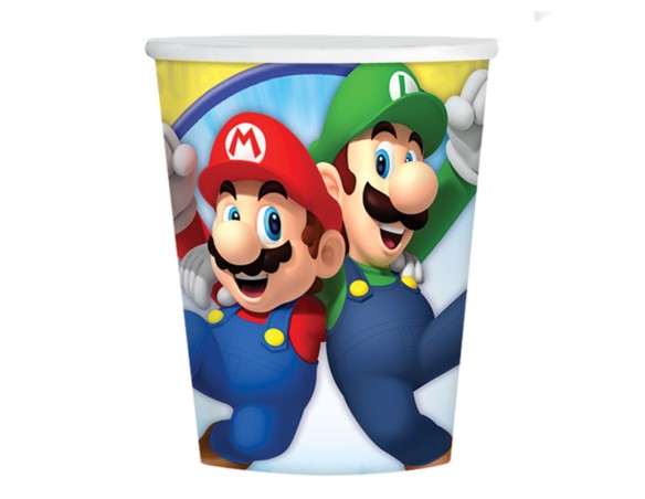 Bicchiere bicchieri Carta Super Mario Bros 8pz festivo compleanno bimbo supermario festa