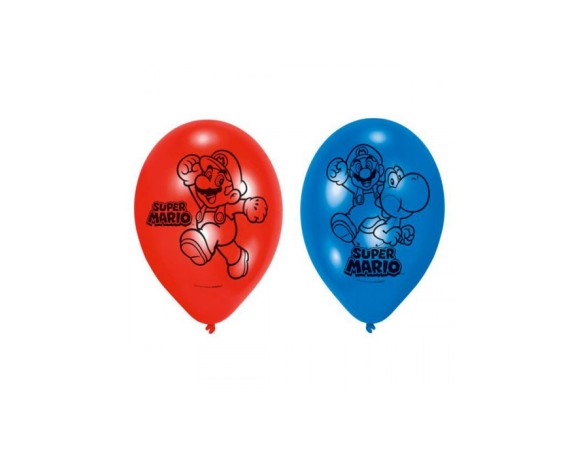 Palloncino palloncini In Lattice Super Mario 6pz 22,8 Cm festivo compleanno bimbo supermario festa