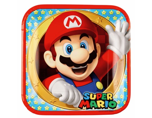 Piatto piatti carta ECO 23cm Super Mario Bros 8pz festivo compleanno bimbo supermario festa