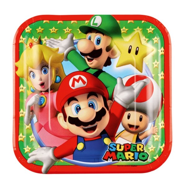 Piatto piatti carta 18cm Super Mario Bros 8pz...