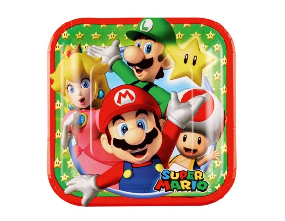 Piatto piatti carta 18cm Super Mario Bros 8pz festivo compleanno bimbo supermario festa