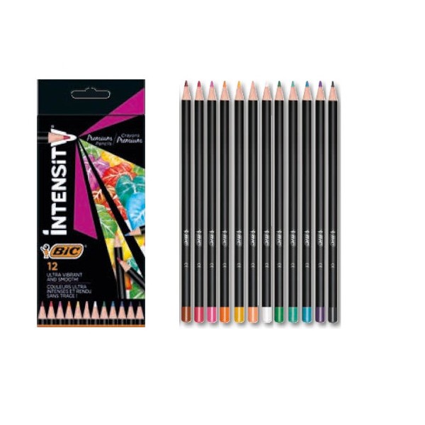 PASTELLI BIC INTENSITY PREMIUM DA 12 FUSTO NERO...