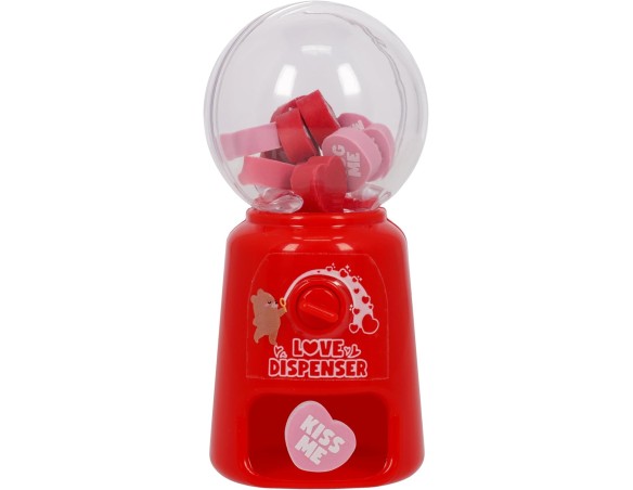 Legami - Mini Distributore Gomme per Cancellare, Love Dispenser, 15 Gomme, Gomma a forma Cuore, Dimensioni 9 x 22 x 0.5 cm