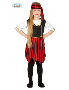 Costume Vestito carnevale bambina Corsara Pirata 5-6 Anni